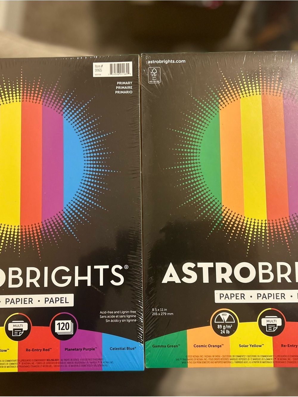 AstroBrights Primary Colors Multipurpose Paper - Assorted 120 Sheets/Ea Lot of 2